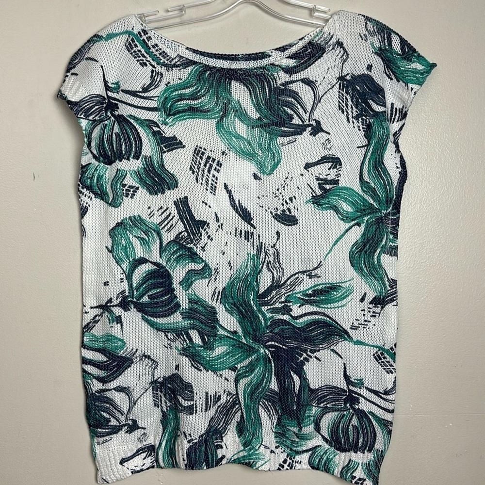 Luisa Ricci Italian Made Knit Floral Sleeveless Loose Relaxed Fit Top